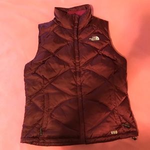 North Face Vest Down 550 Puffer Burgundy
